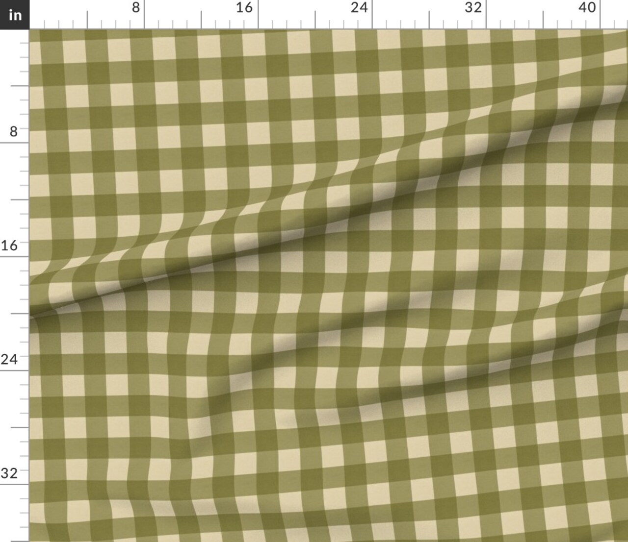 Rustic Country Farmhouse Primitive Gingham Check Plaid Picnic Cottagecore Classic Traditional Modern Farmhouse Soft Texture Spring Green Olive Custom Printed Fabric by Spoonflower Various Fabrics by the Yard or Fat Quarter